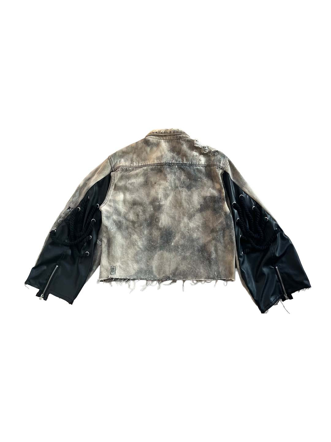 BIG ROPE LEATHER MIX DENIM JACKET