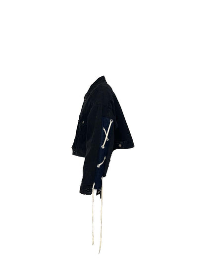 HALF BLEACH SHOELACE DENIM JACKET