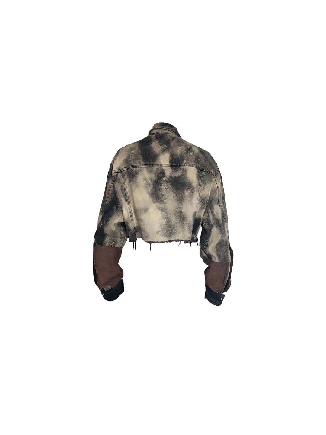 ARMS OPEN LEATHER MIX DENIM JACKET