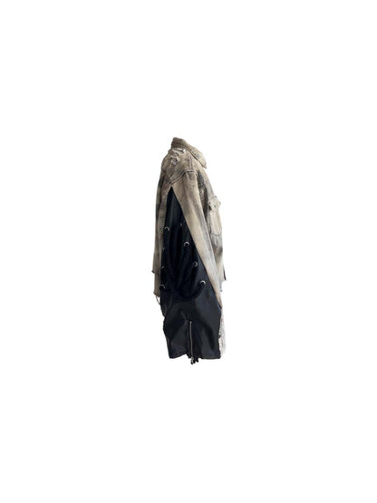 BIG ROPE LEATHER MIX DENIM JACKET